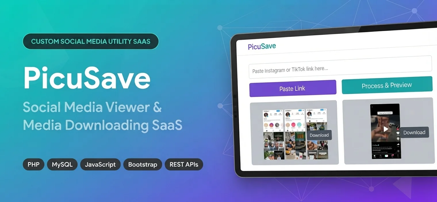 PicuSave Social Media Viewer & Media Downloading SaaS